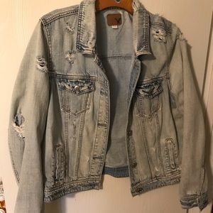 American Eagle light denim distressed jacket